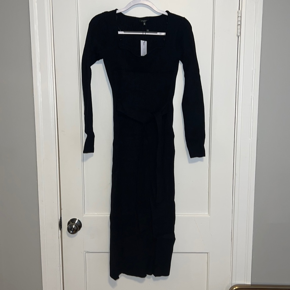 Black Dynamite Bardot Neckline MIDI Sweater Dress. Size P/S
